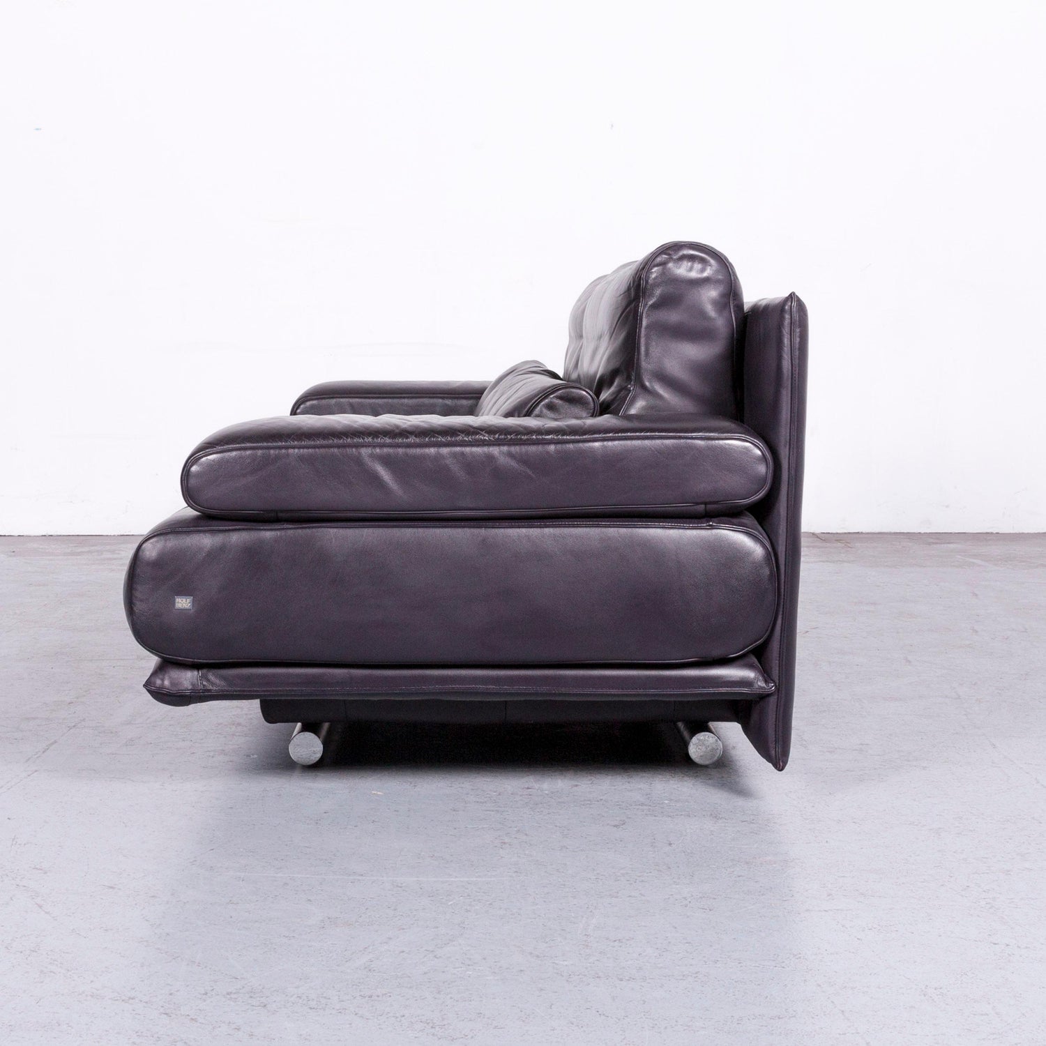 Rolf Benz 6500 Designer Leather Sofa Dark Purple Two Seat Couch
