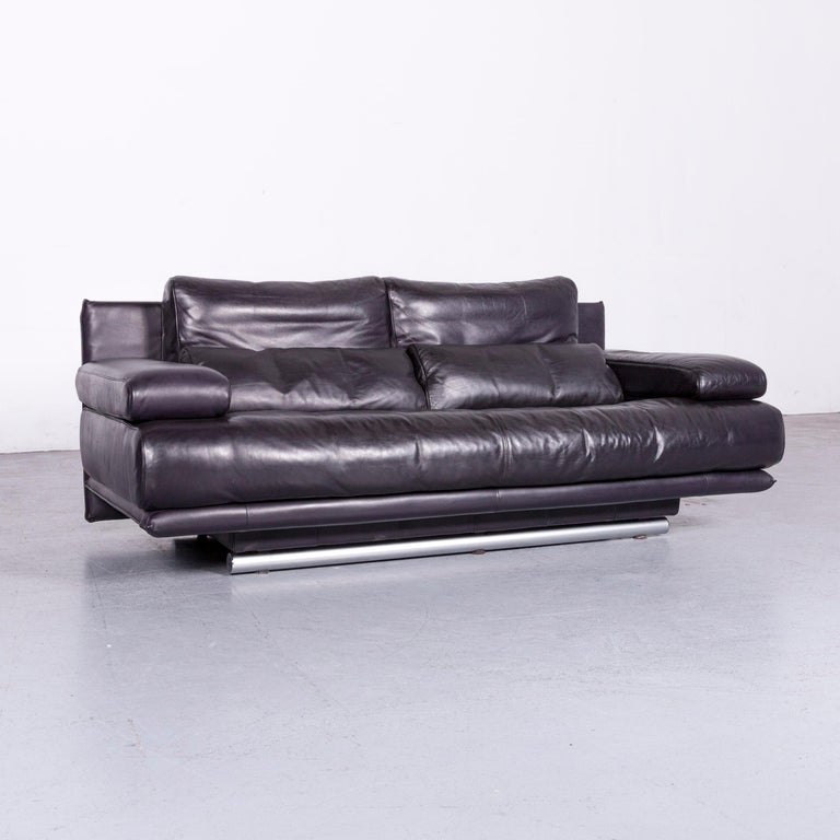 Rolf Benz 6500 Designer Leather Sofa Dark Purple Two Seat Couch