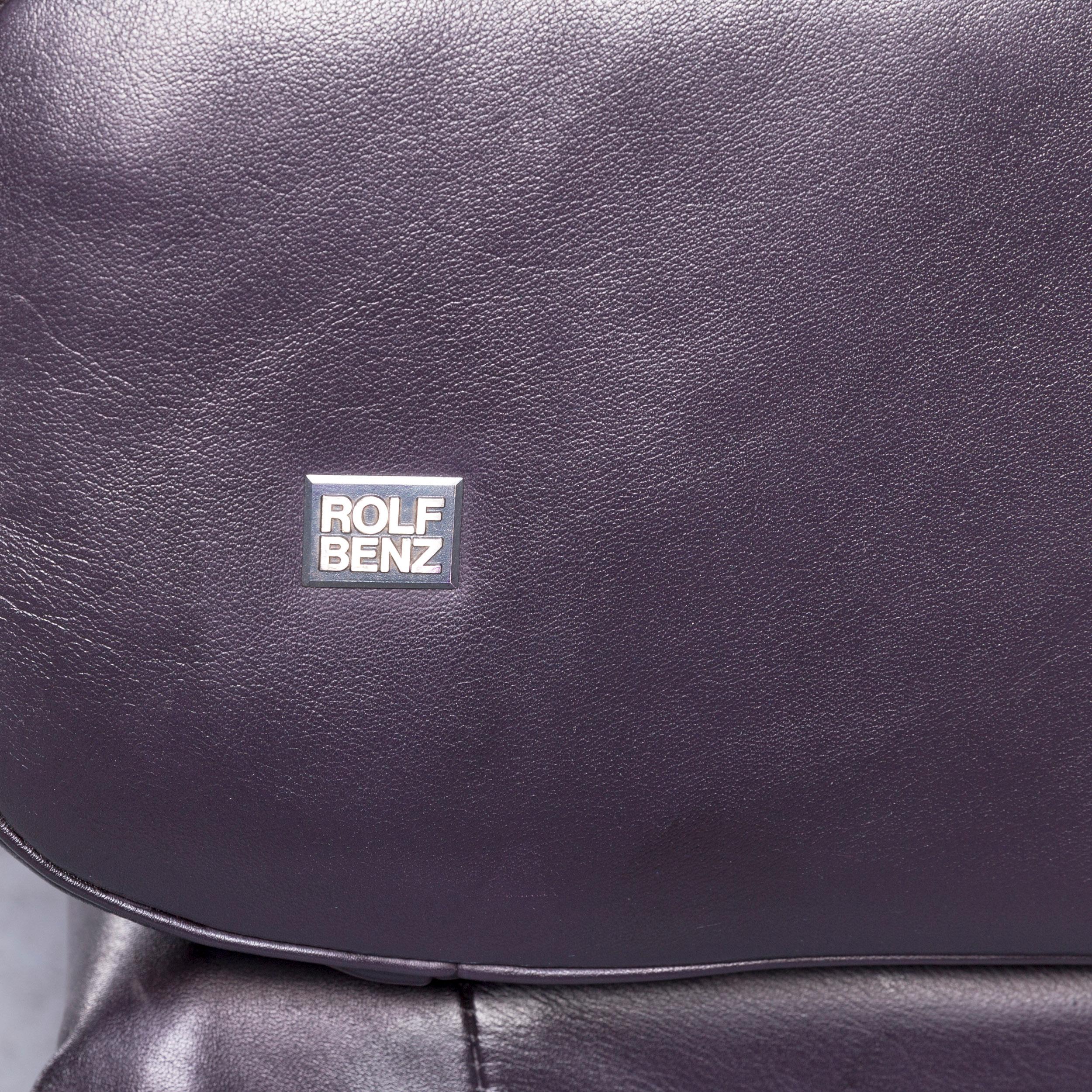 Rolf Benz 6500 Designer Leather Sofa Purple Genuine Leather Two-Seat Couch In Good Condition For Sale In Cologne, DE