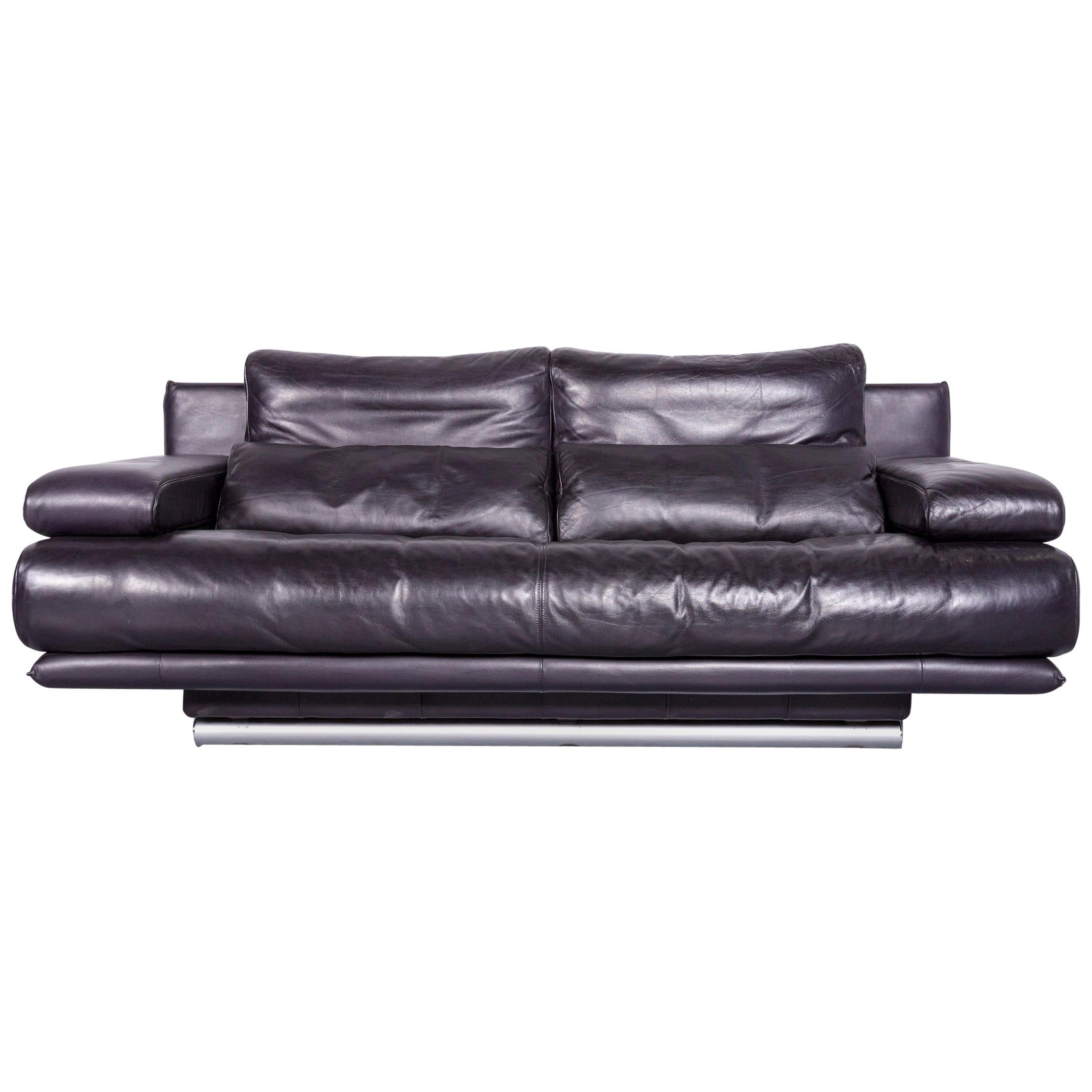 Rolf Benz 6500 Designer Leather Sofa Purple Genuine Leather Two-Seat Couch For Sale