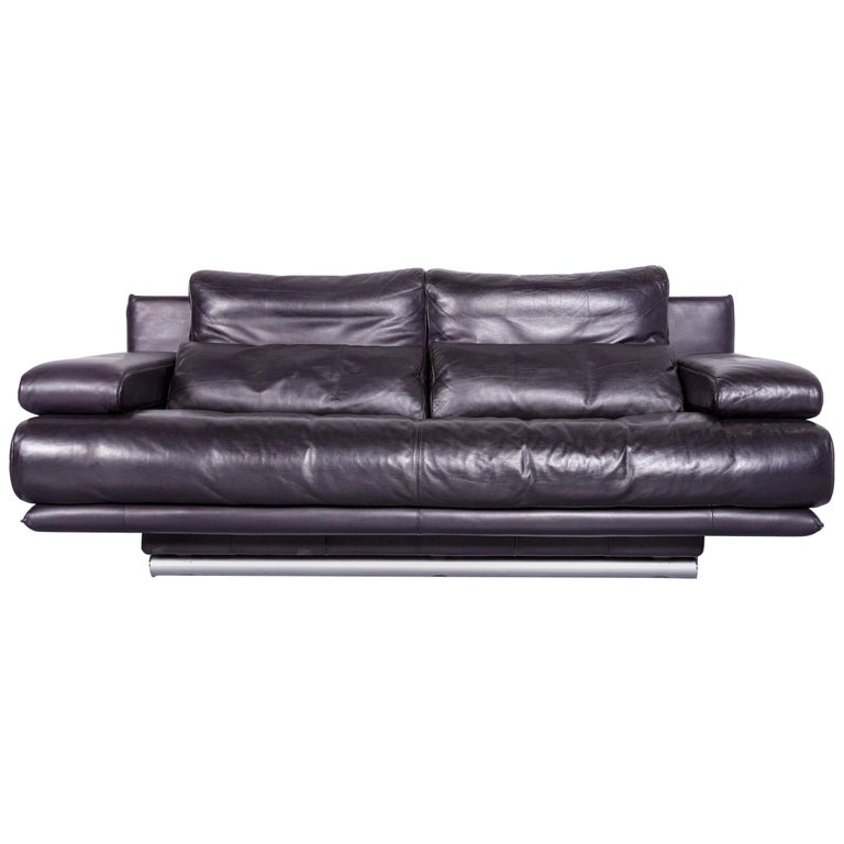 Rolf Benz 6500 Designer Leather Sofa Purple Genuine Leather Two