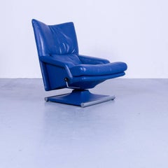 Rolf Benz 6500 Leather Armchair Set Blue One-Seat