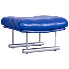 Rolf Benz 6500 Leather Foot-Stool Blue