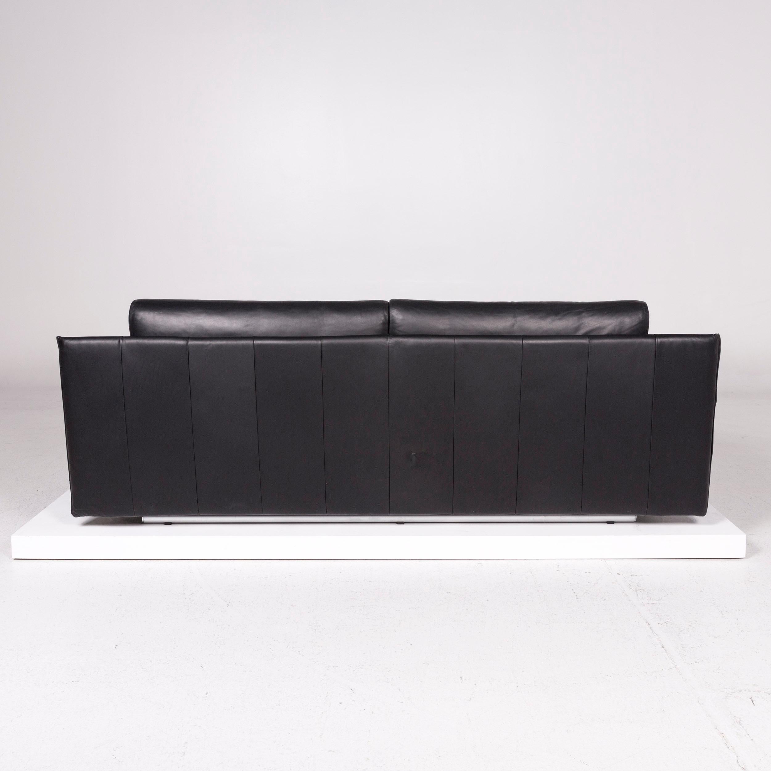 Rolf Benz 6500 Leather Sofa Black Three-Seat Couch 2