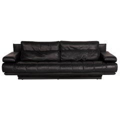 Rolf Benz 6500 Leather Sofa Black Three-Seater Function