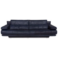 Rolf Benz 6500 Leather Sofa Blue Three-Seater Leather