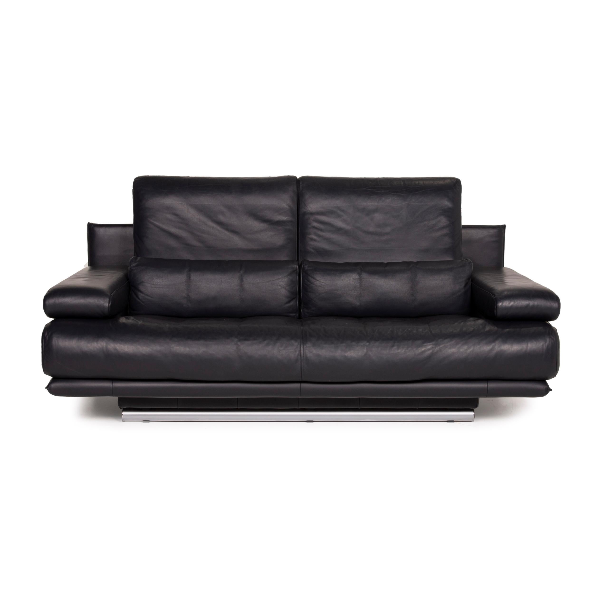 Rolf Benz 6500 Leather Sofa Dark Blue Two-Seater Function 6