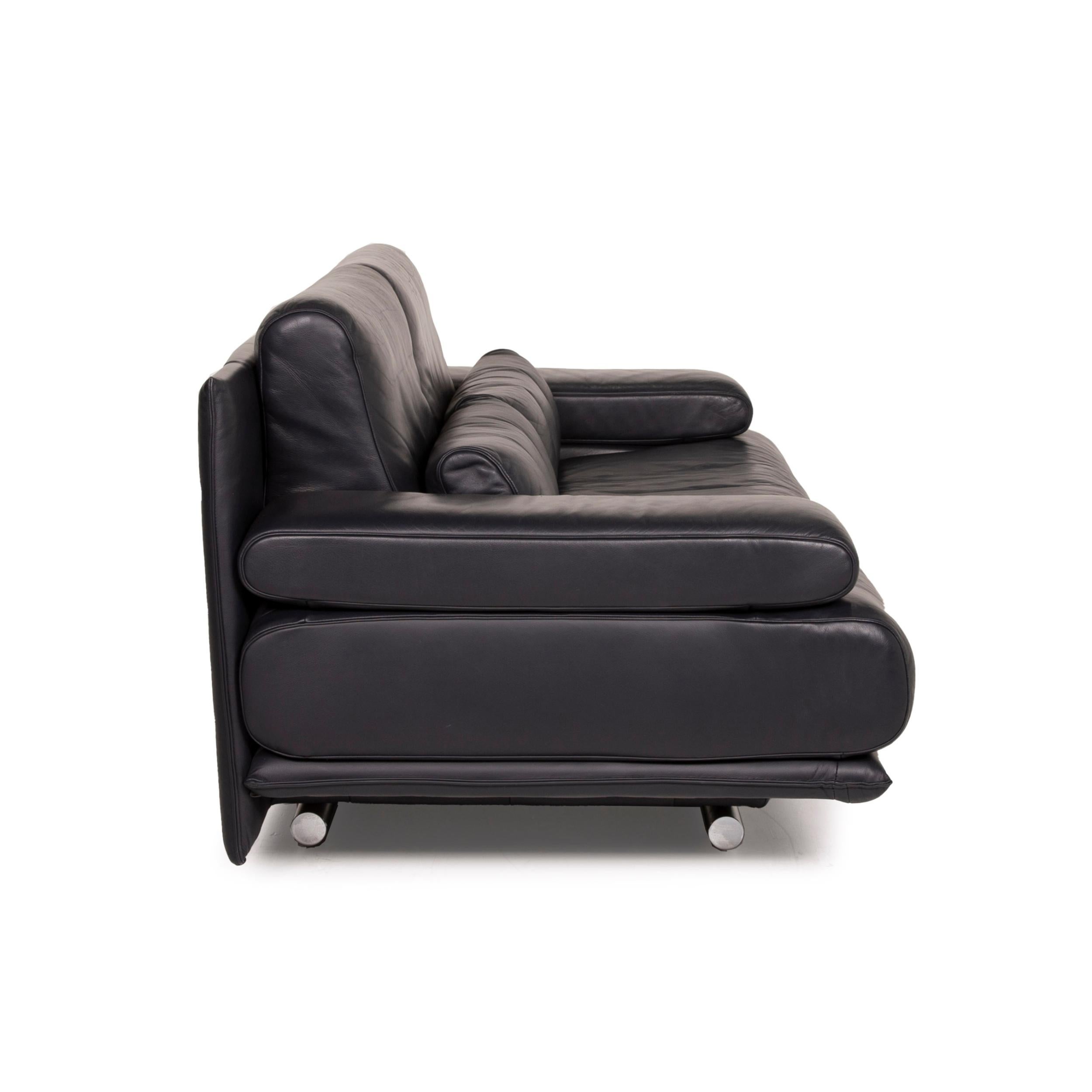 Rolf Benz 6500 Leather Sofa Dark Blue Two-Seater Function 3