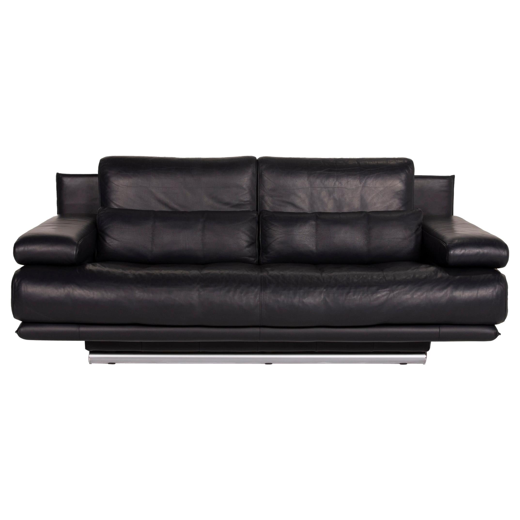 Rolf Benz 6500 Leather Sofa Dark Blue Two-Seater Function