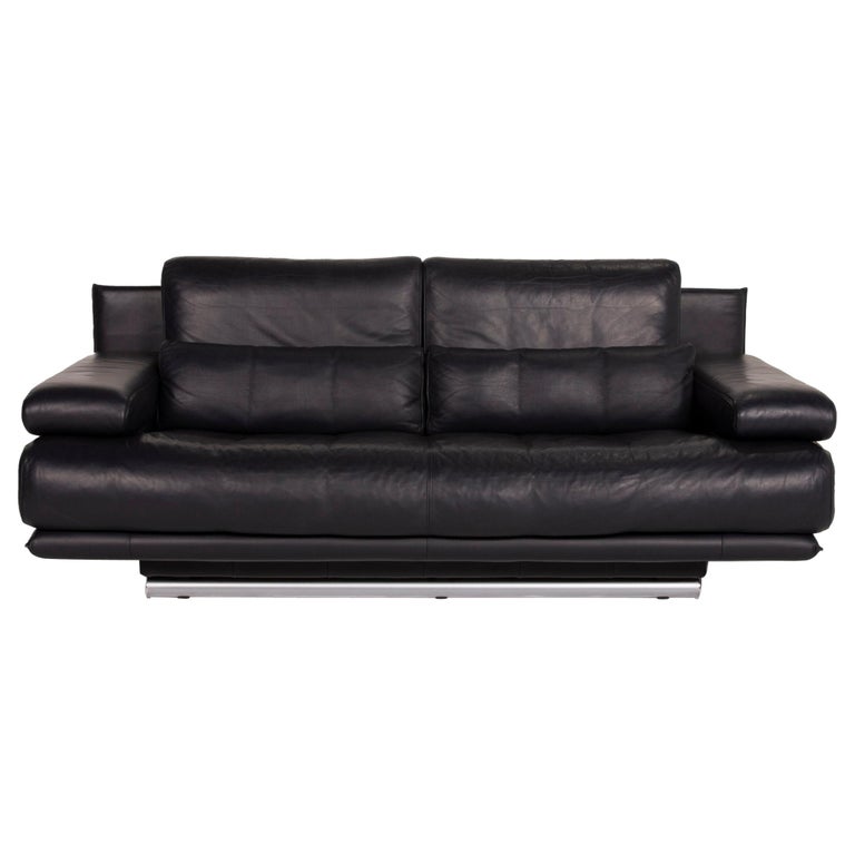 Rolf Benz 6500 Leather Sofa Dark Blue Two-Seater Function at 1stDibs
