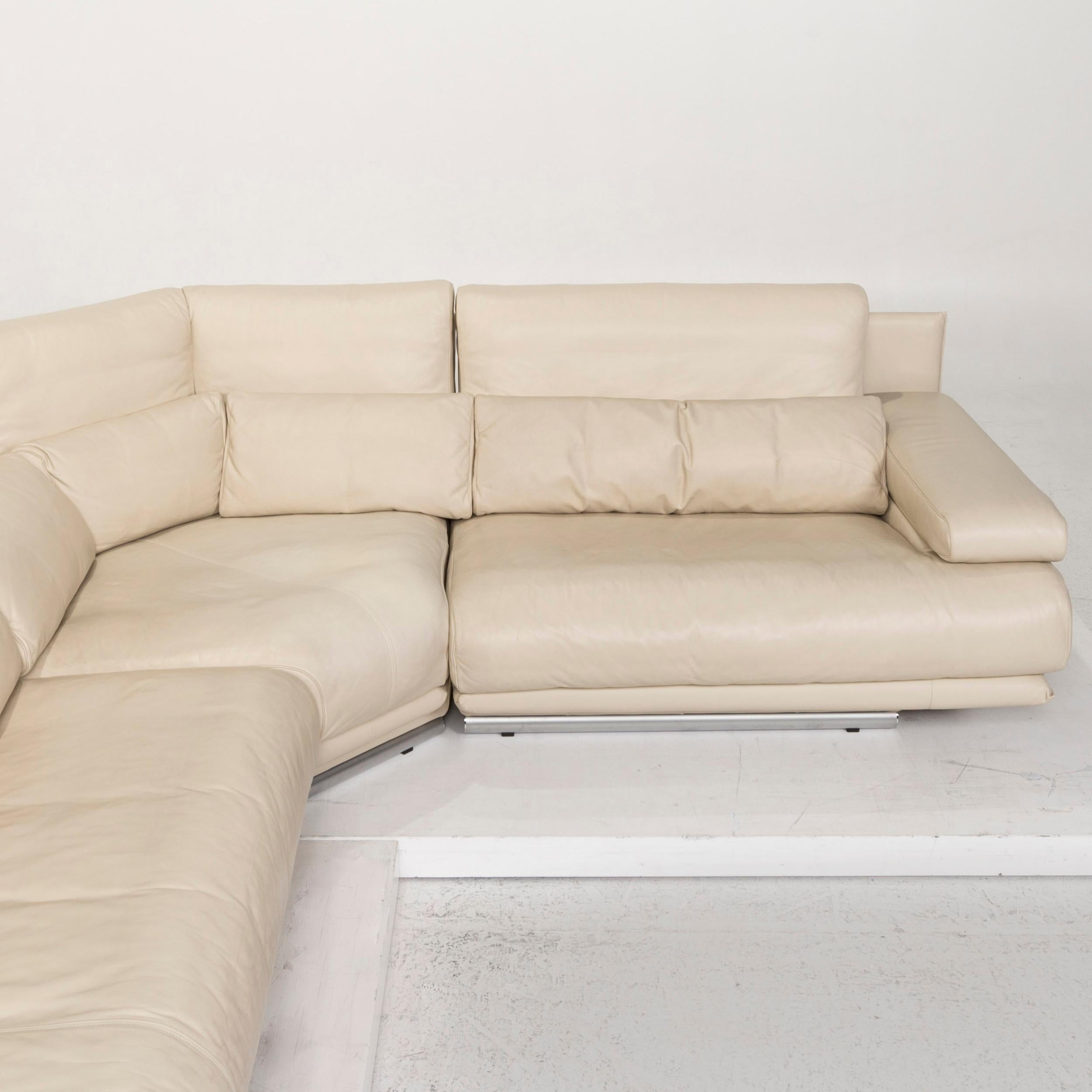 Rolf Benz 6500 Leather Sofa Set Cream 1 Corner Sofa 1 Stool 11