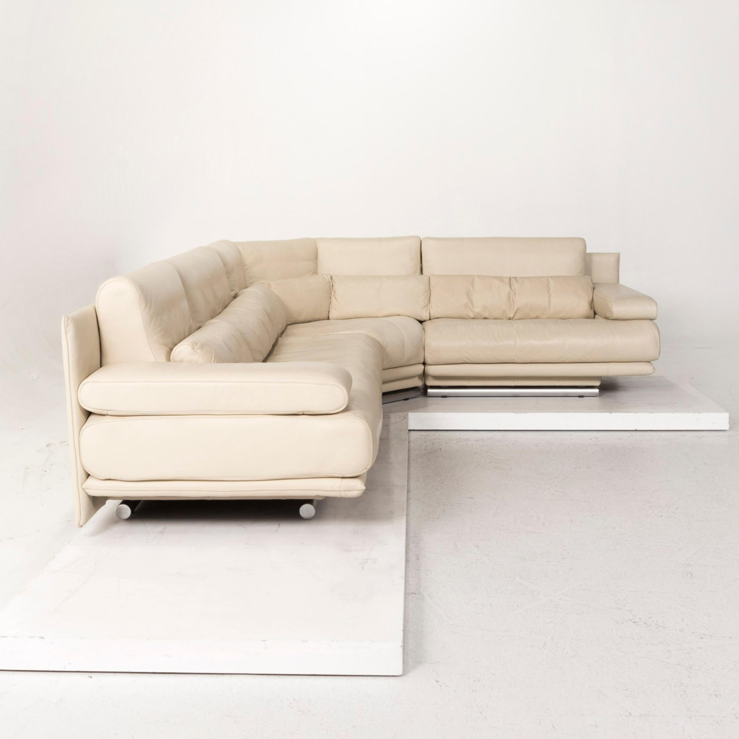 Rolf Benz 6500 Leather Sofa Set Cream 1 Corner Sofa 1 Stool 12