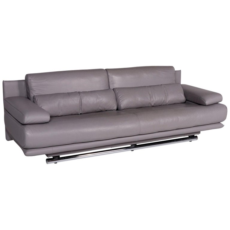 Rolf Benz 6500 Leder Sofa Grau Dreisitzer Couch For Sale at 1stDibs