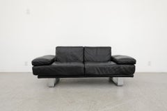 Rolf Benz '6600' Black Leather Loveseat