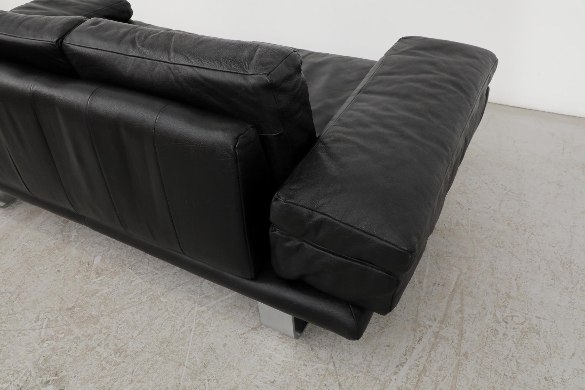 Mid-20th Century Rolf Benz '6600' Black Leather Loveseat