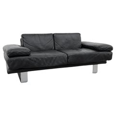 Used Rolf Benz '6600' Black Leather Loveseat