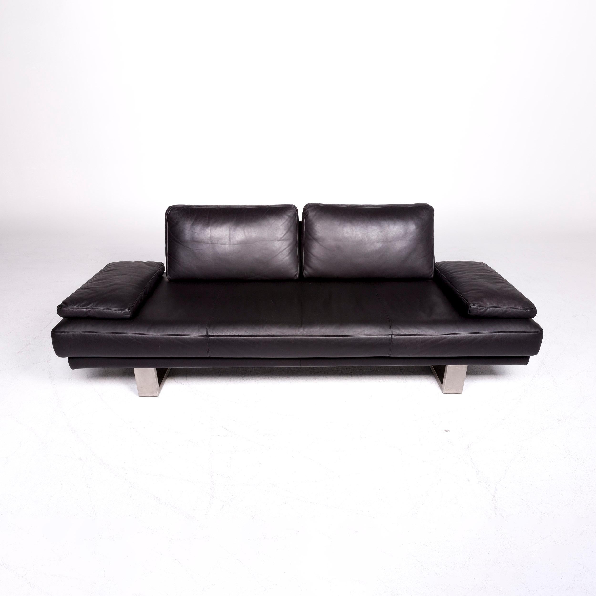 Rolf Benz 6600 Designer Leather Sofa Black Two-Seat Couch 1