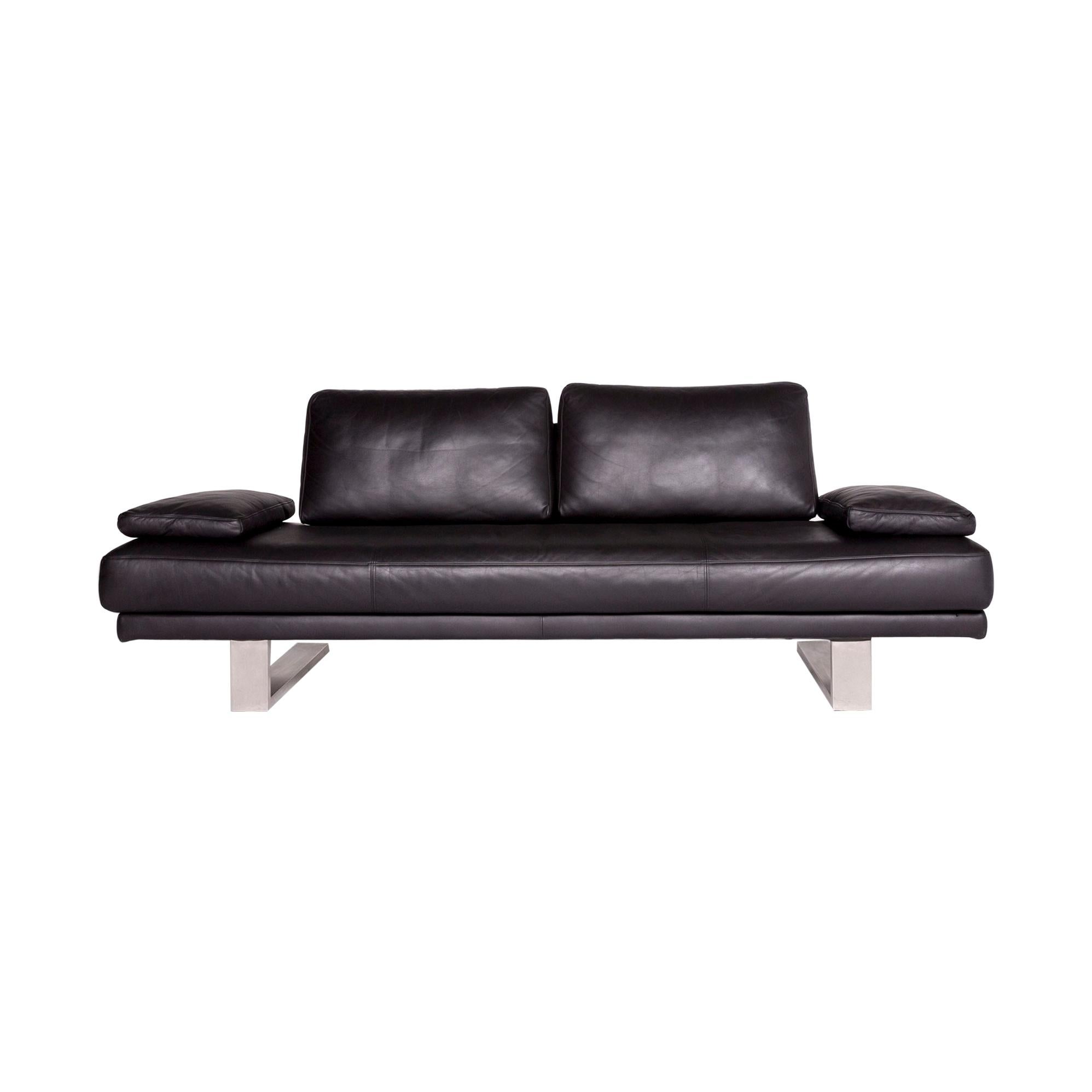 Rolf Benz 6600 Designer Leather Sofa Black Two-Seat Couch