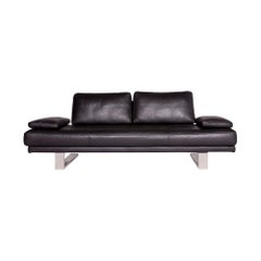 Rolf Benz 6600 Designer Leather Sofa Black Two-Seat Couch