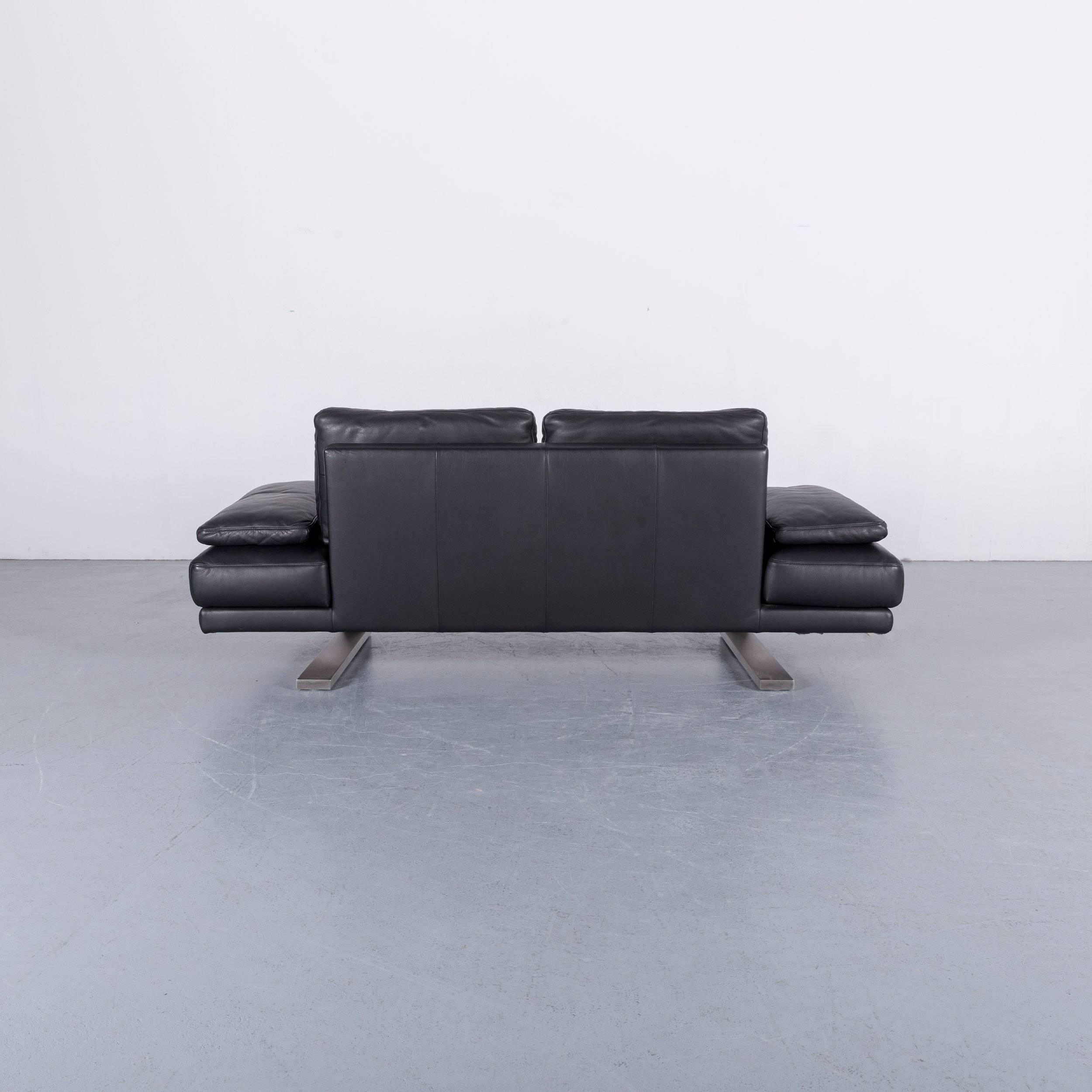 Rolf Benz 6600 Designer Leather Sofa in Black Two-Seat 5