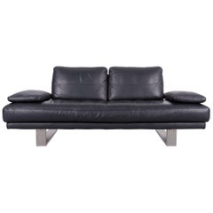 Rolf Benz 6600 Designer Leather Sofa in Black Two-Seat