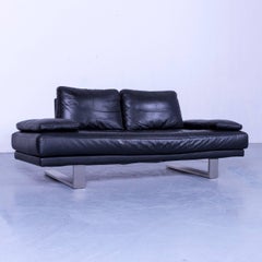 Rolf Benz 6600 Leather Sofa Black Three-Seat