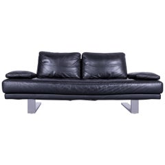 Rolf Benz 6600 Leather Sofa Black Three-Seat