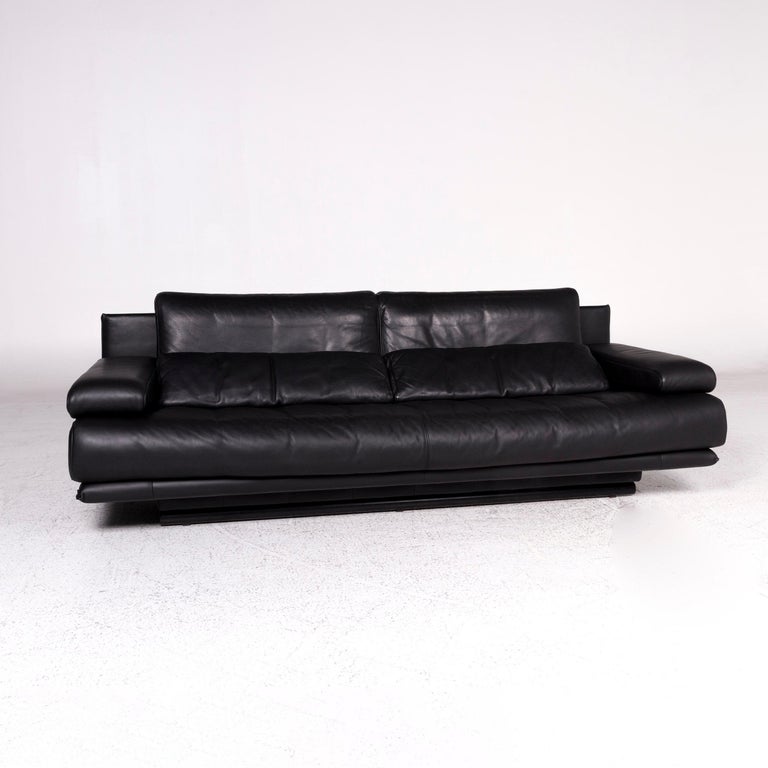Super Rolf Benz 6600 Leather Sofa Black Three-Seat Couch For Sale at 1stdibs RL-68