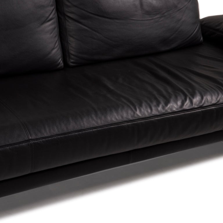 Rolf Benz 6600 Leather Sofa Black Three-Seater at 1stDibs