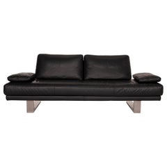 Rolf Benz 6600 Leather Sofa Black Three-Seater