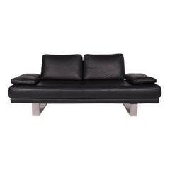 Rolf Benz 6600 Leder-Sofa mit schwarzer zweisitzer Couch