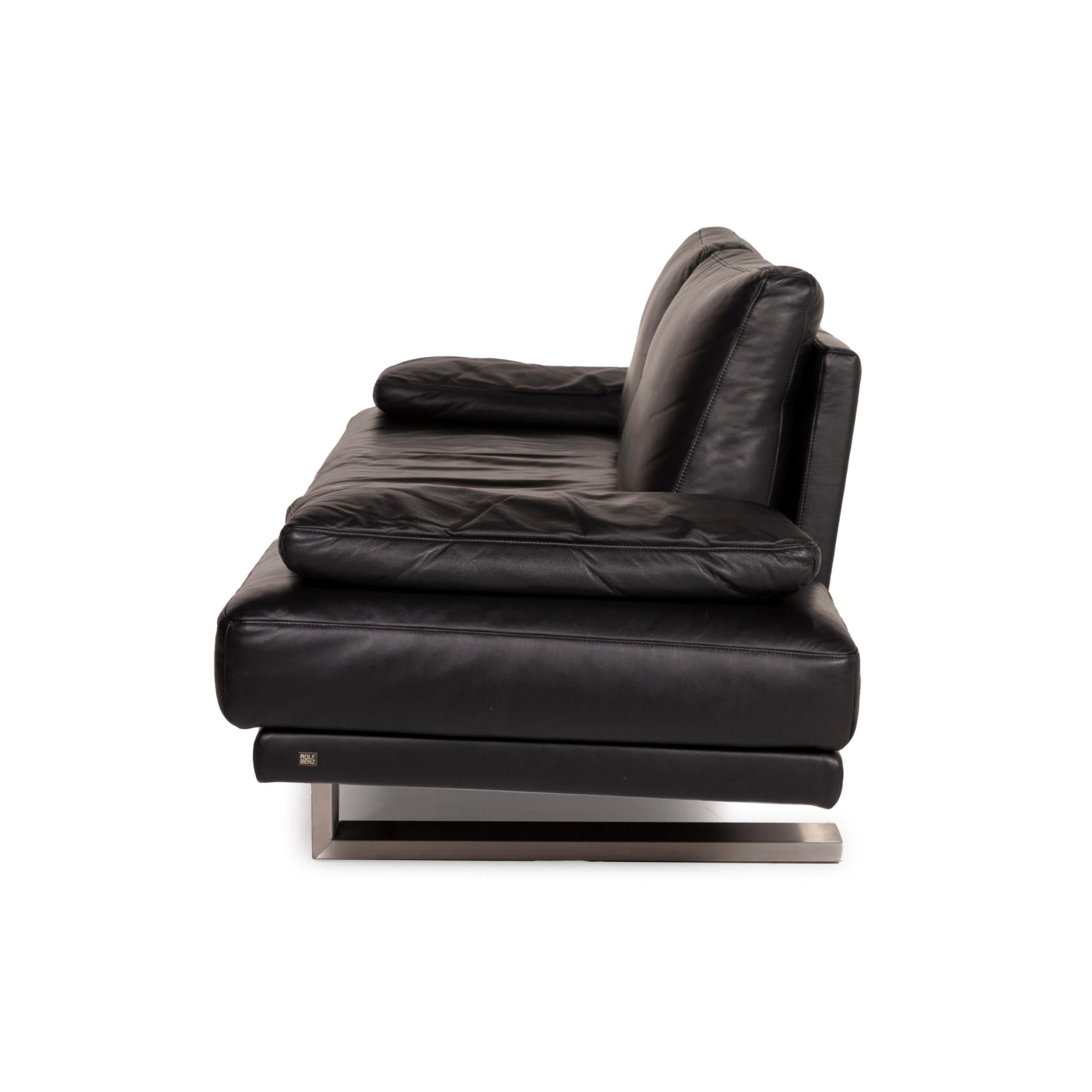 Rolf Benz 6600 Leather Sofa Black Two-Seater 5