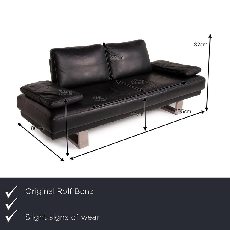 Rolf Benz 6600 Leather Sofa Black Two-Seater at 1stDibs