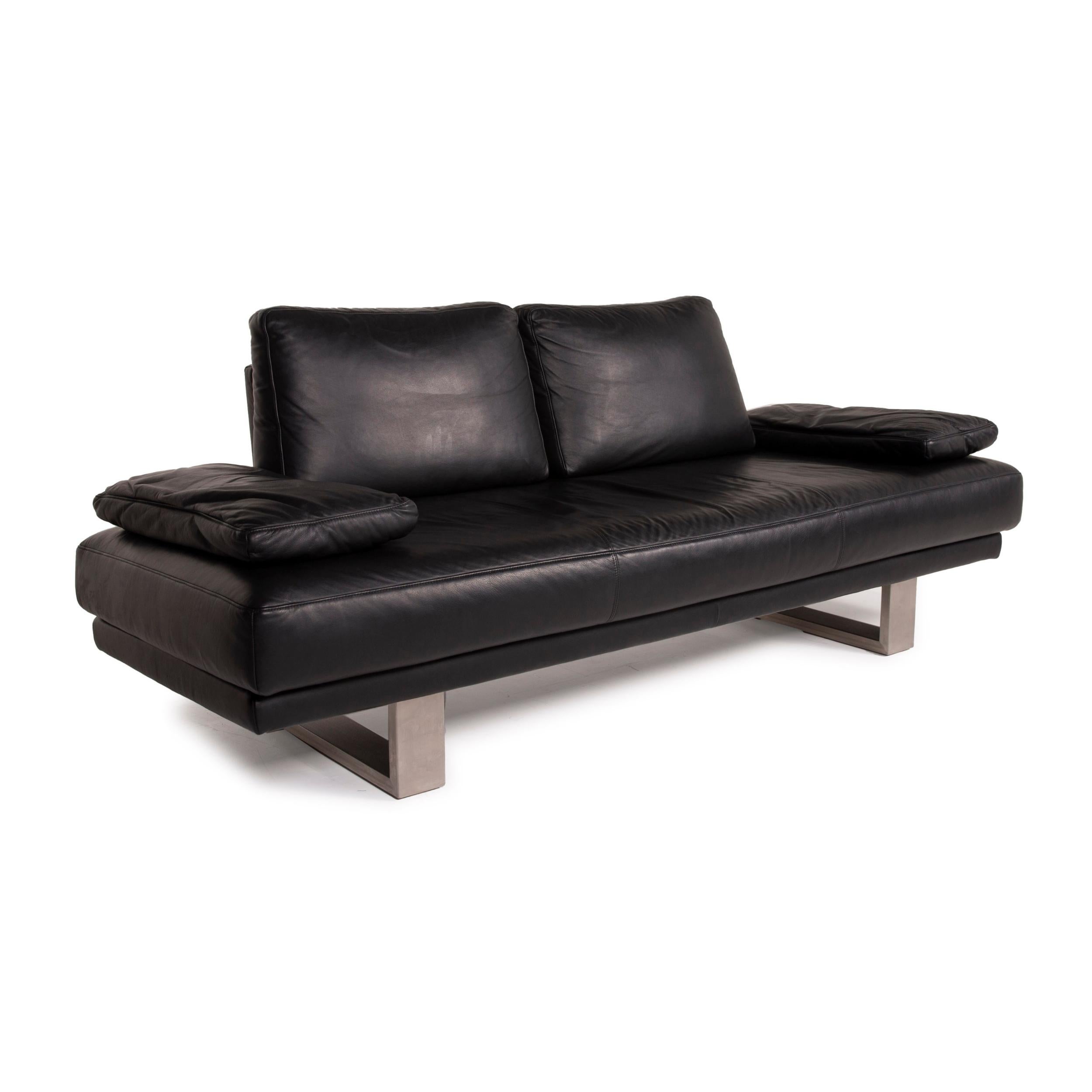 Rolf Benz 6600 Leather Sofa Black Two-Seater 1