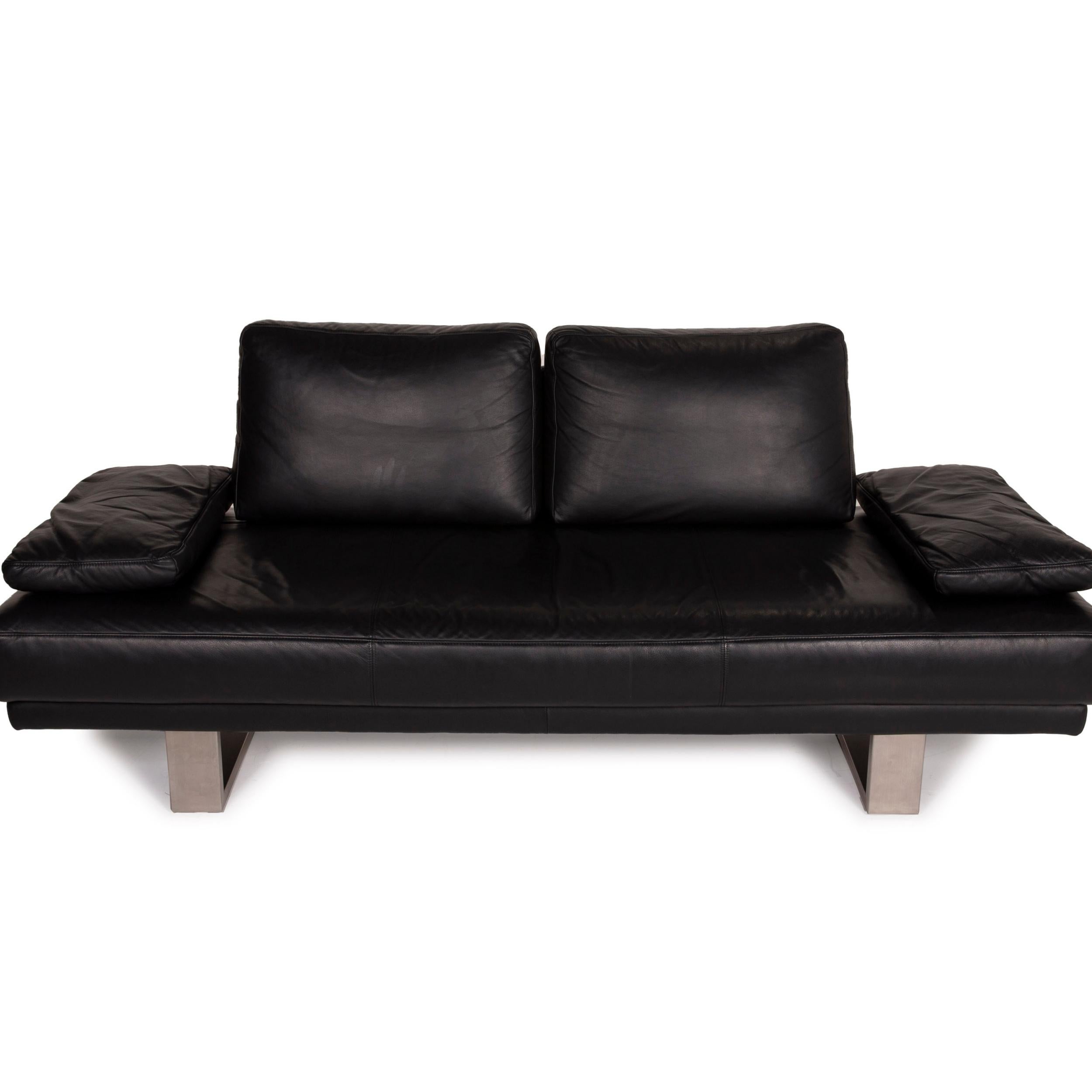 Rolf Benz 6600 Leather Sofa Black Two-Seater 2