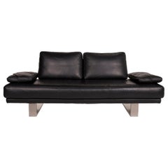 Rolf Benz 6600 Leather Sofa Black Two-Seater