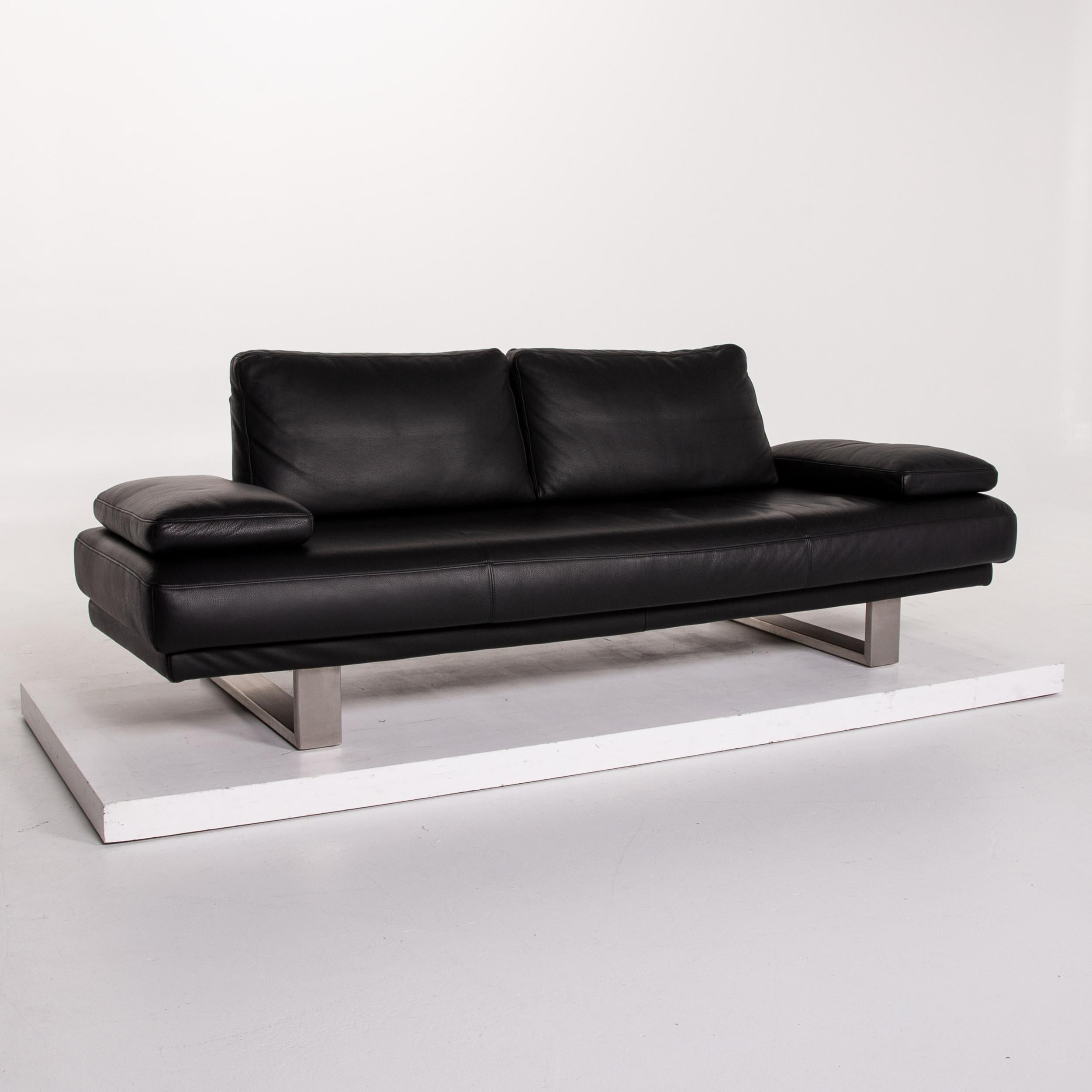 Contemporary Rolf Benz 6600 Leather Sofa Three-Seat Couch