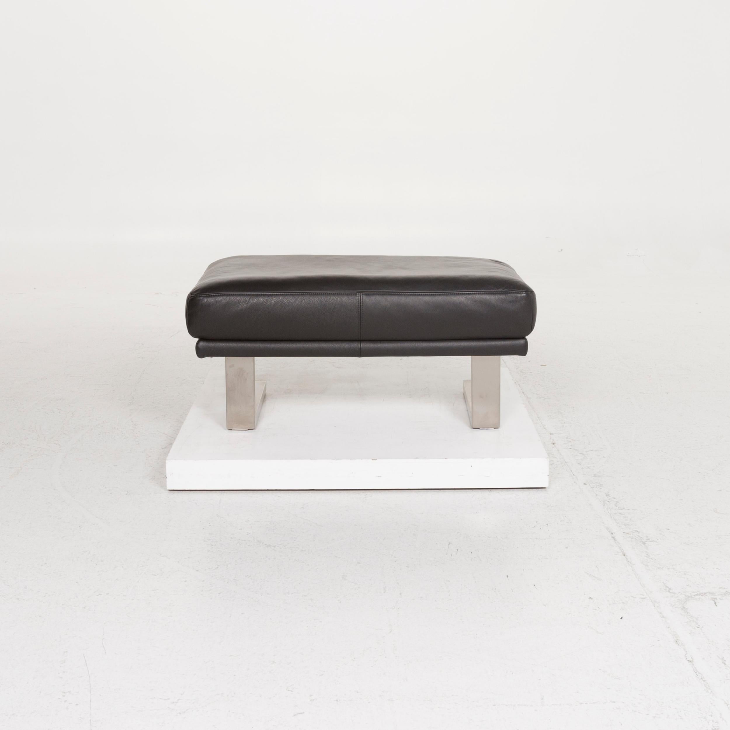 Contemporary Rolf Benz 6600 Leather Stool Black