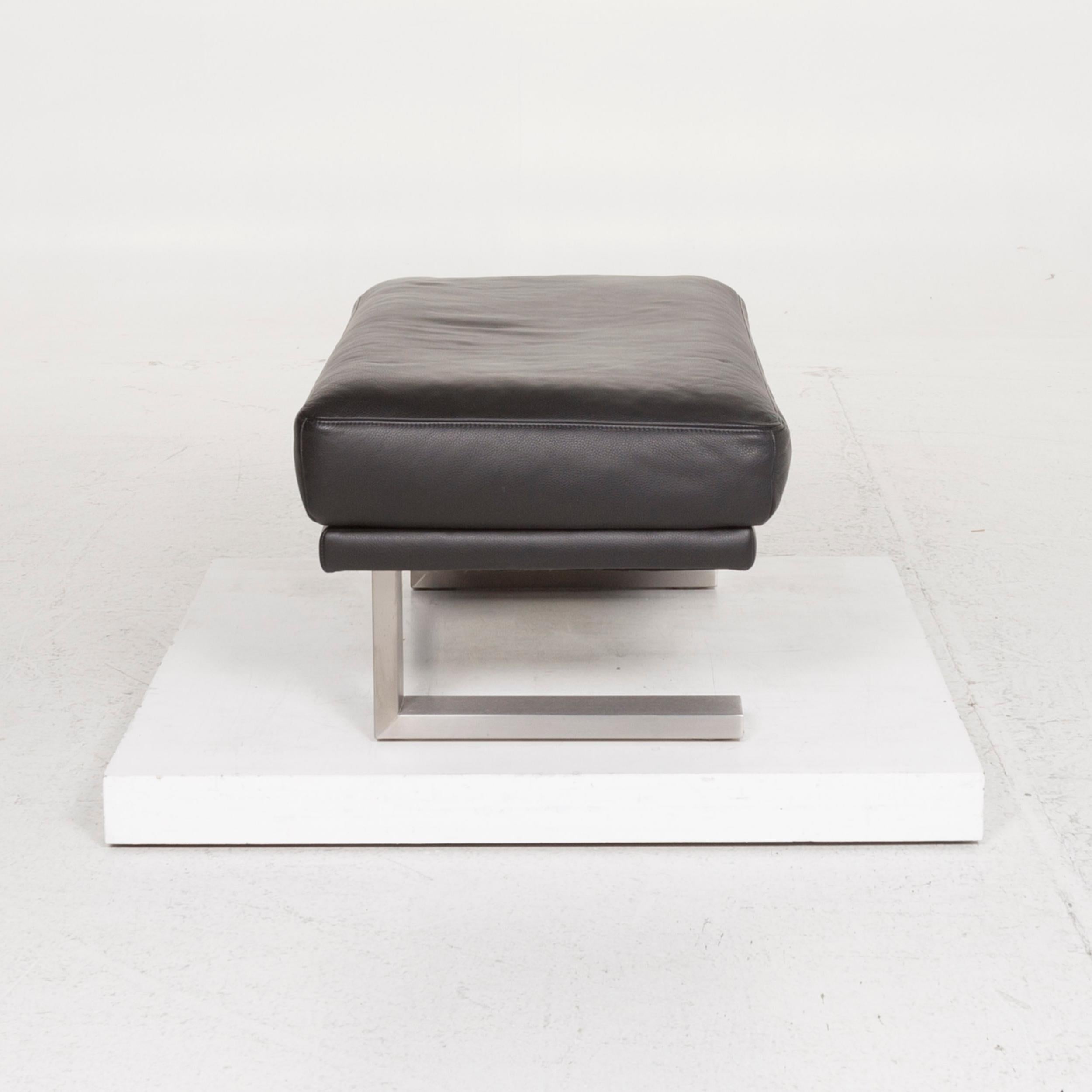 Rolf Benz 6600 Leather Stool Black 3