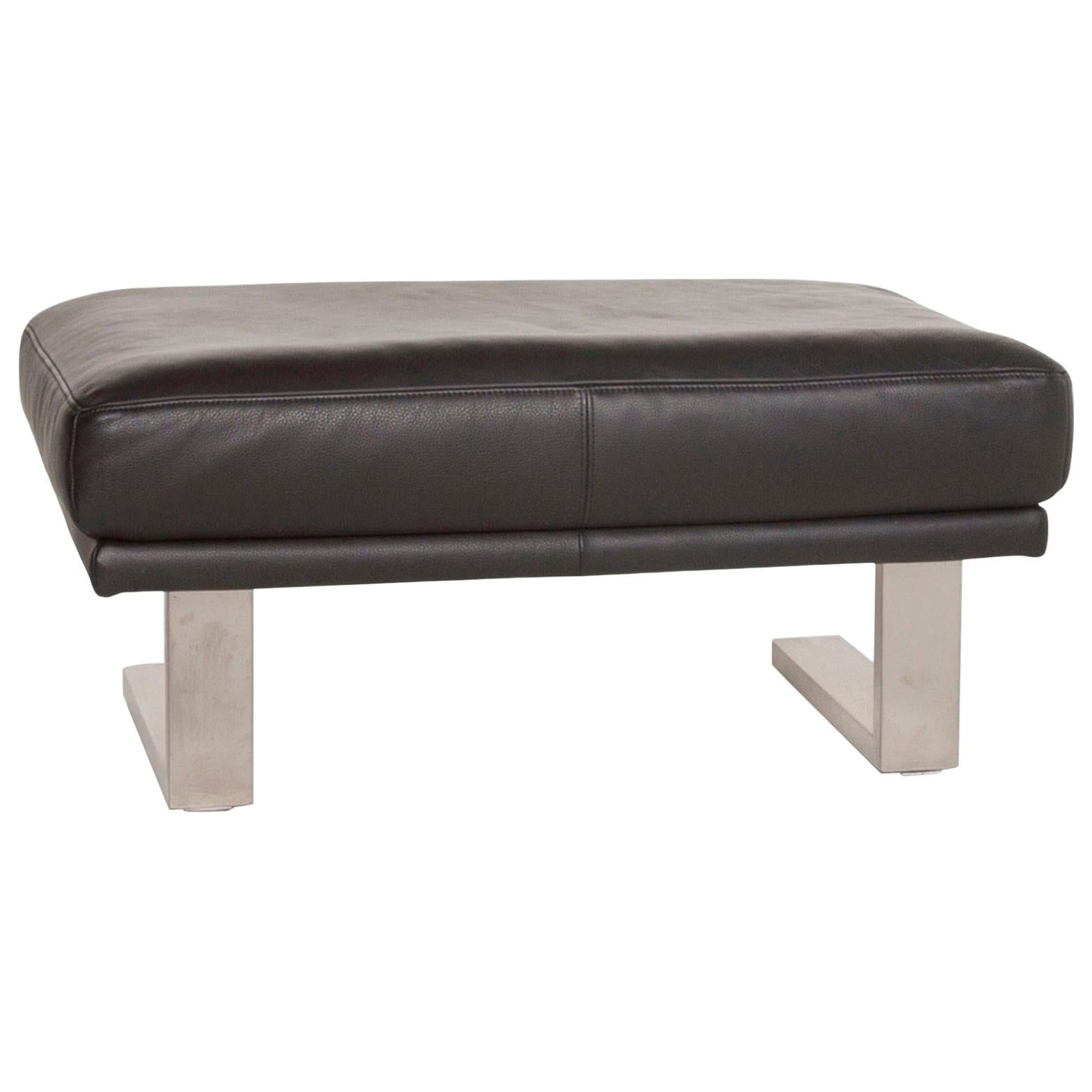 Rolf Benz 6600 Leather Stool Black