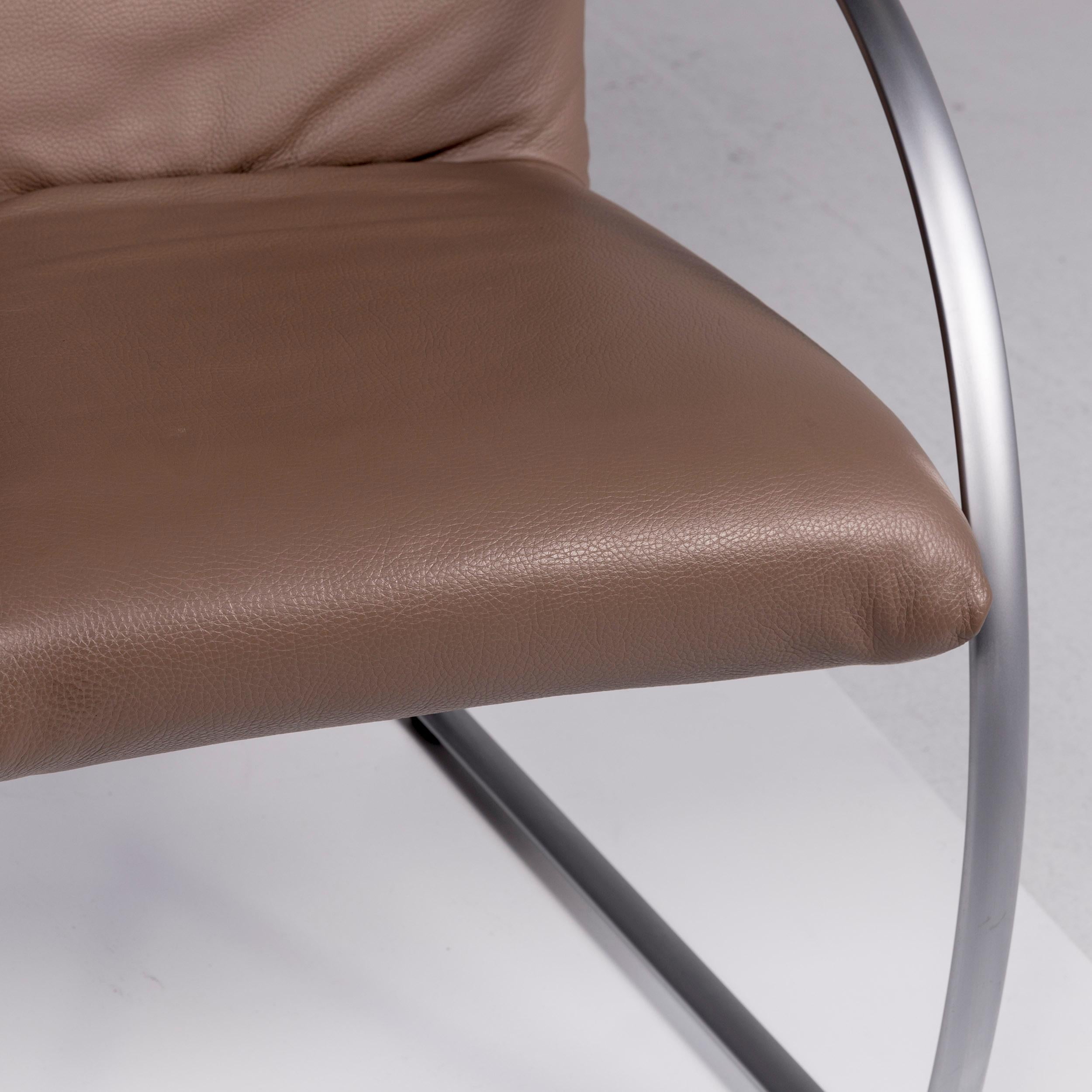 German Rolf Benz 7600 Leather Chrome Armchair Brown Chair
