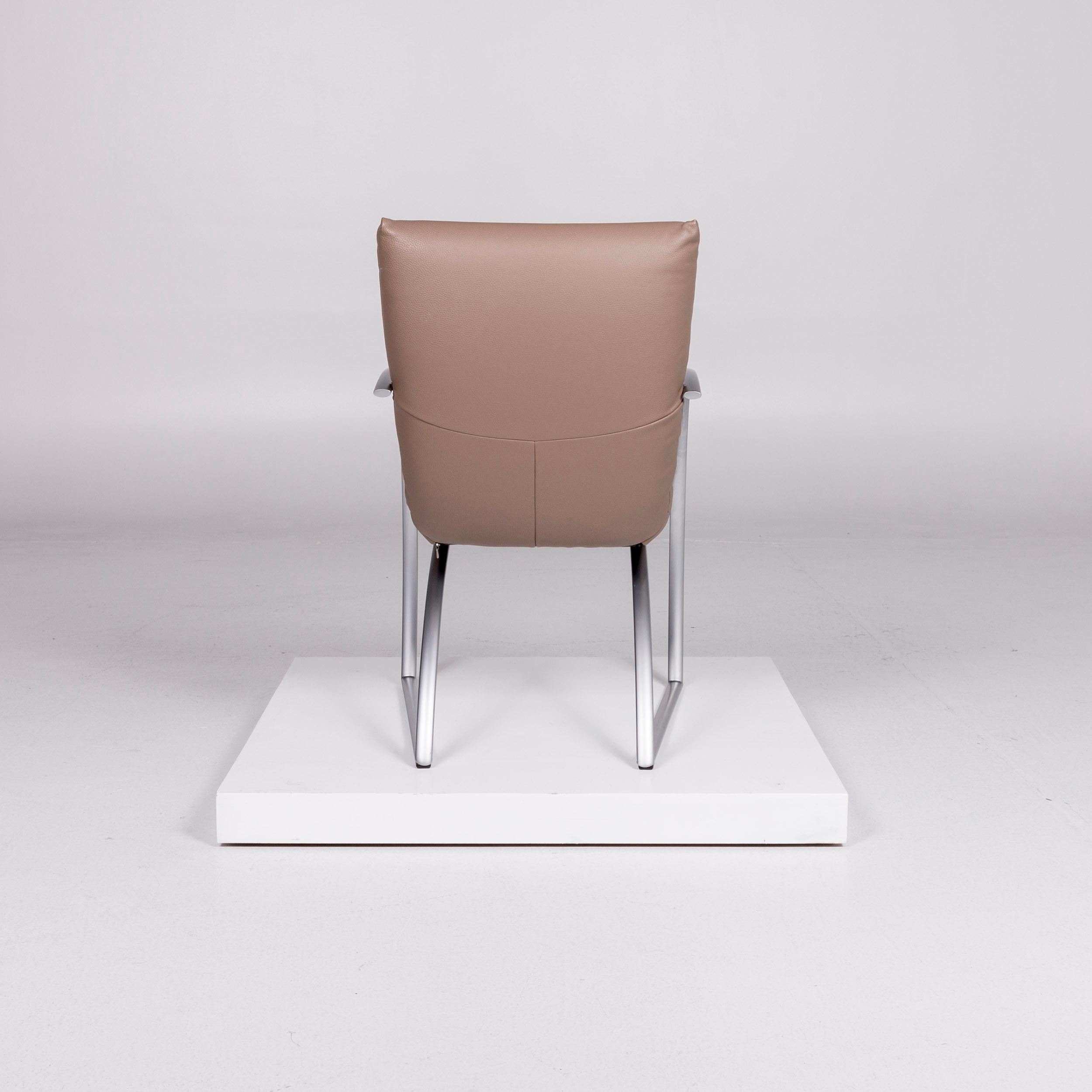 Rolf Benz 7600 Leather Chrome Armchair Brown Chair 1