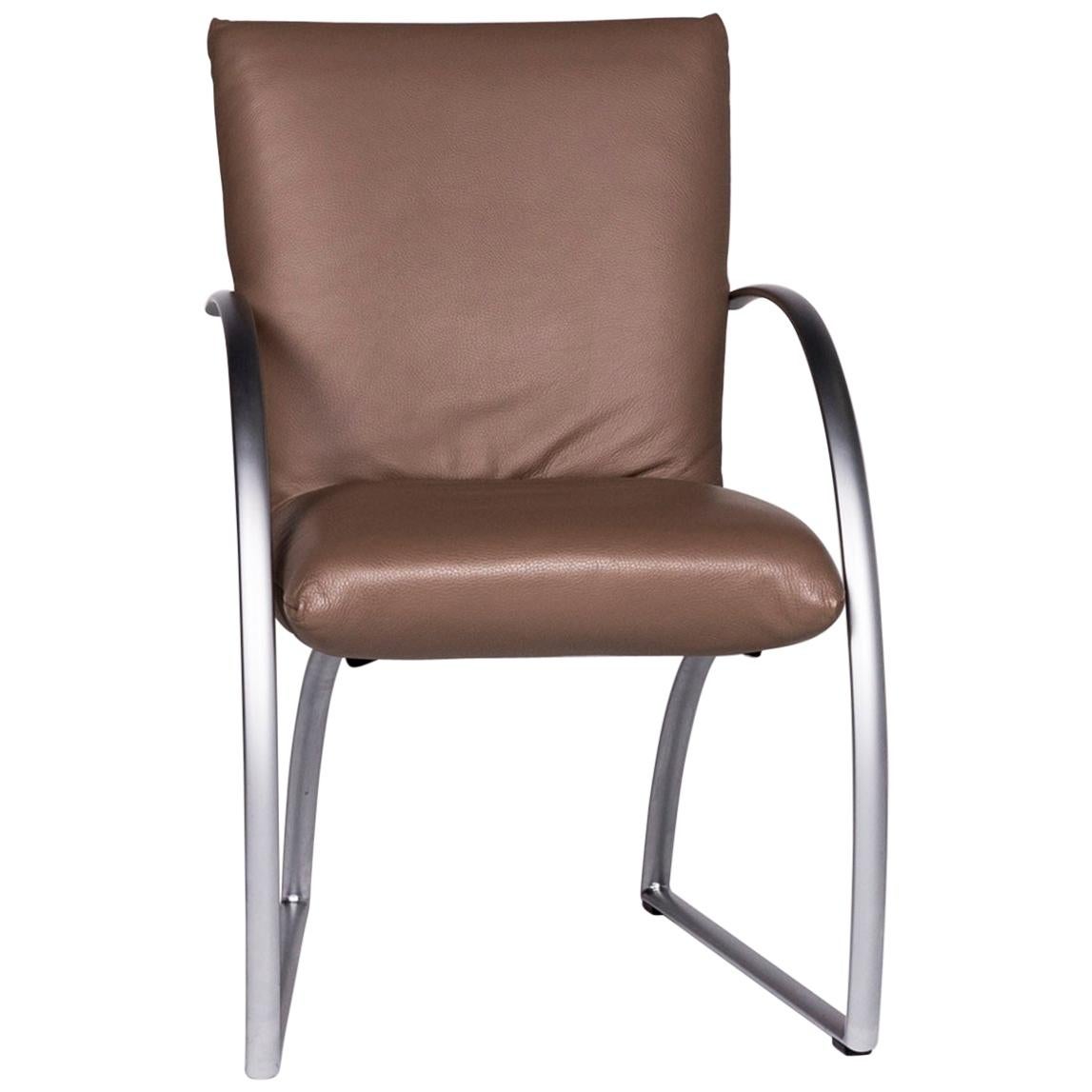 Rolf Benz 7600 Leather Chrome Armchair Brown Chair