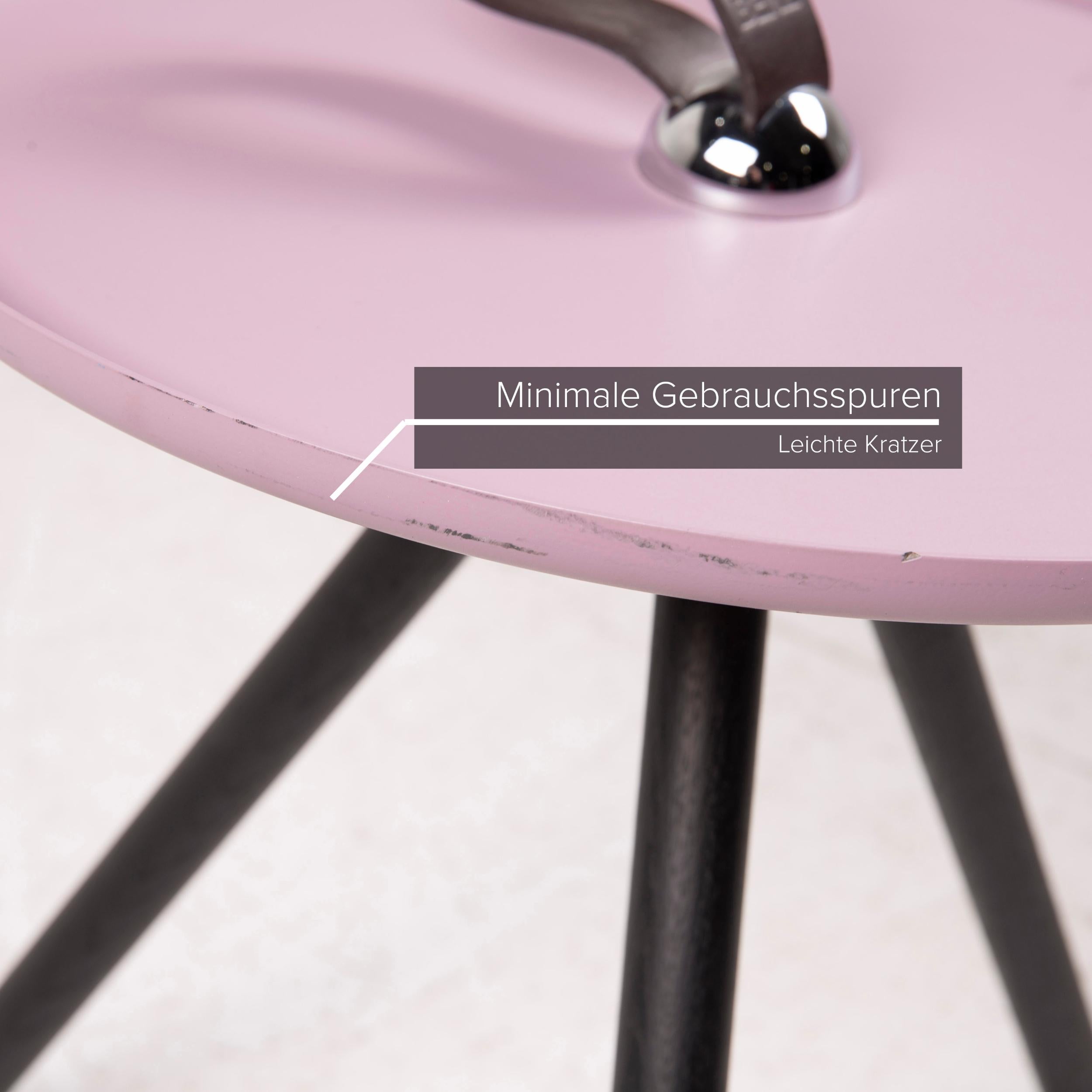 German Rolf Benz 973 Metal Table Pink Coffee Table Side Table Walnut Sheet Steel Wood
