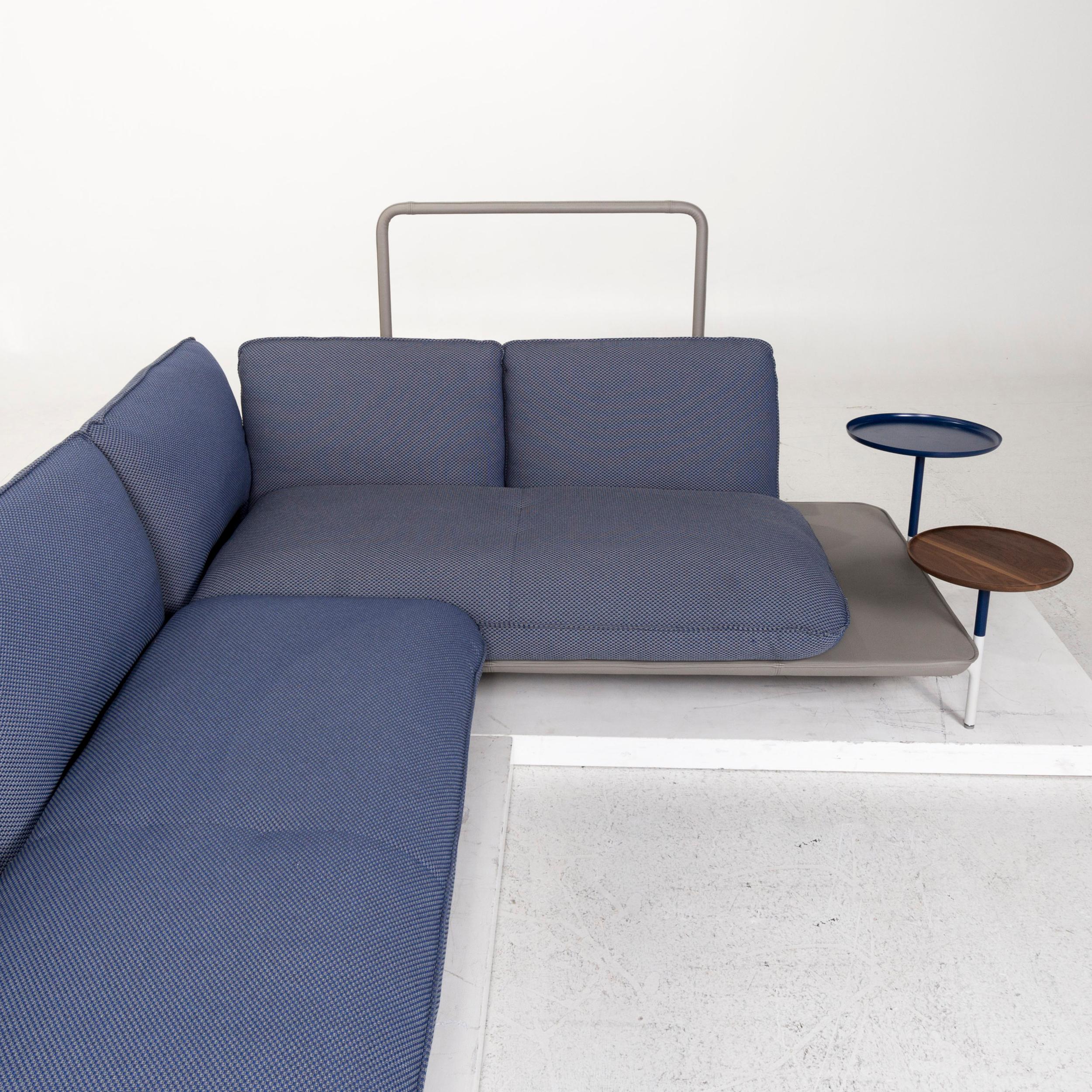 Rolf Benz Addit Fabric Corner Sofa Blue Shelf Multifunctional Function For Sale 4