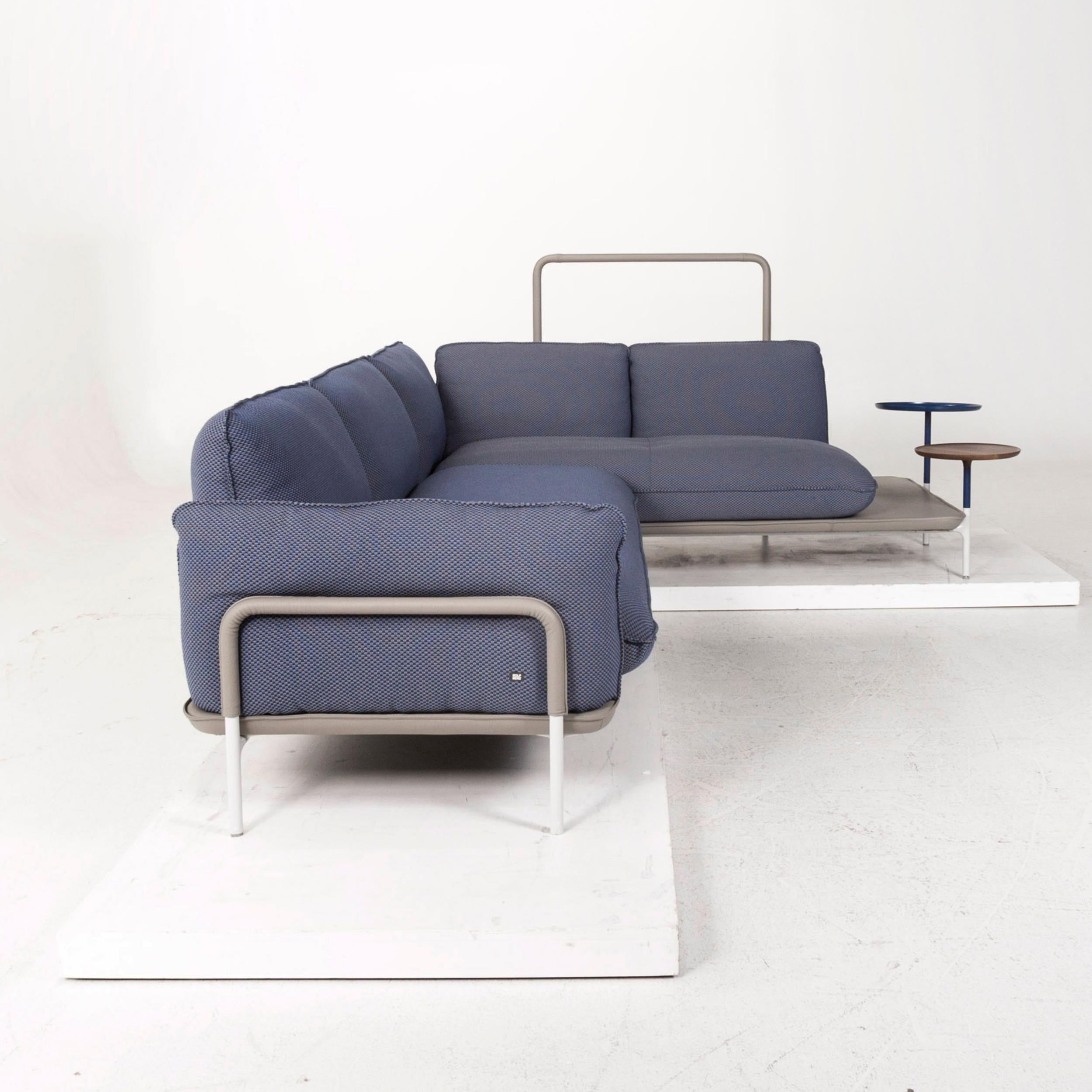 Rolf Benz Addit Fabric Corner Sofa Blue Shelf Multifunctional Function For Sale 5