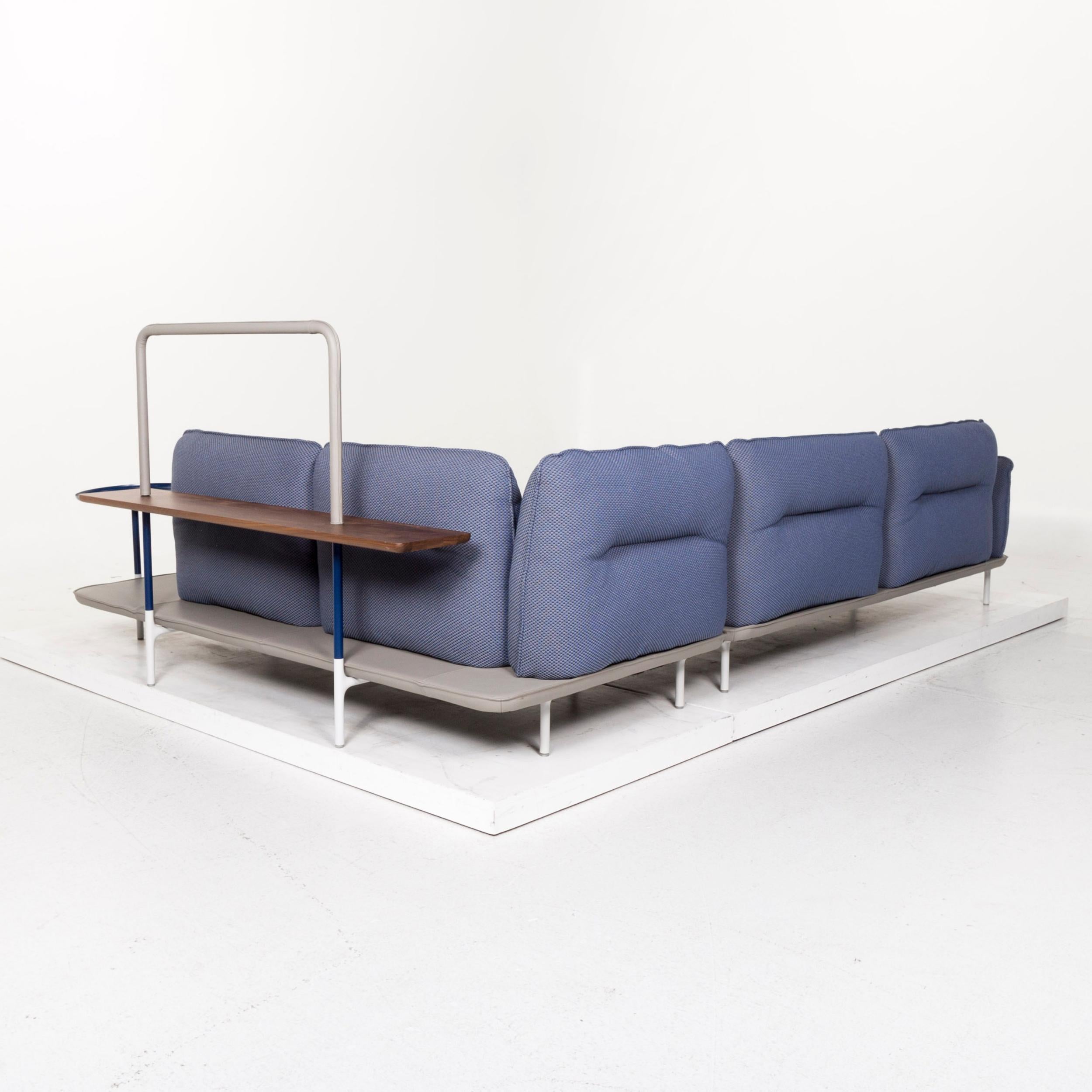 Rolf Benz Addit Fabric Corner Sofa Blue Shelf Multifunctional Function For Sale 6