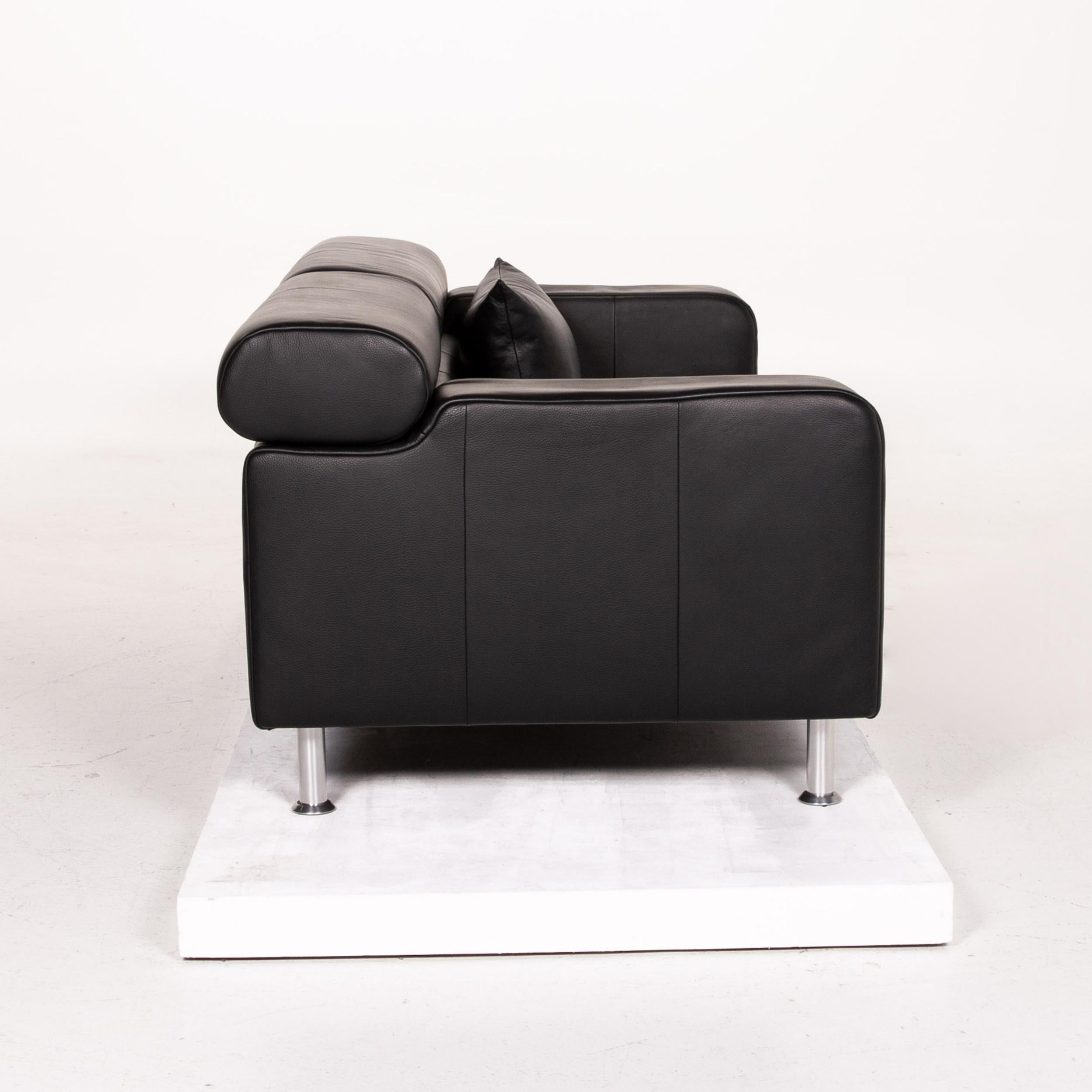 Rolf Benz AK 422 Leather Sofa Black Three-Seat Couch 2