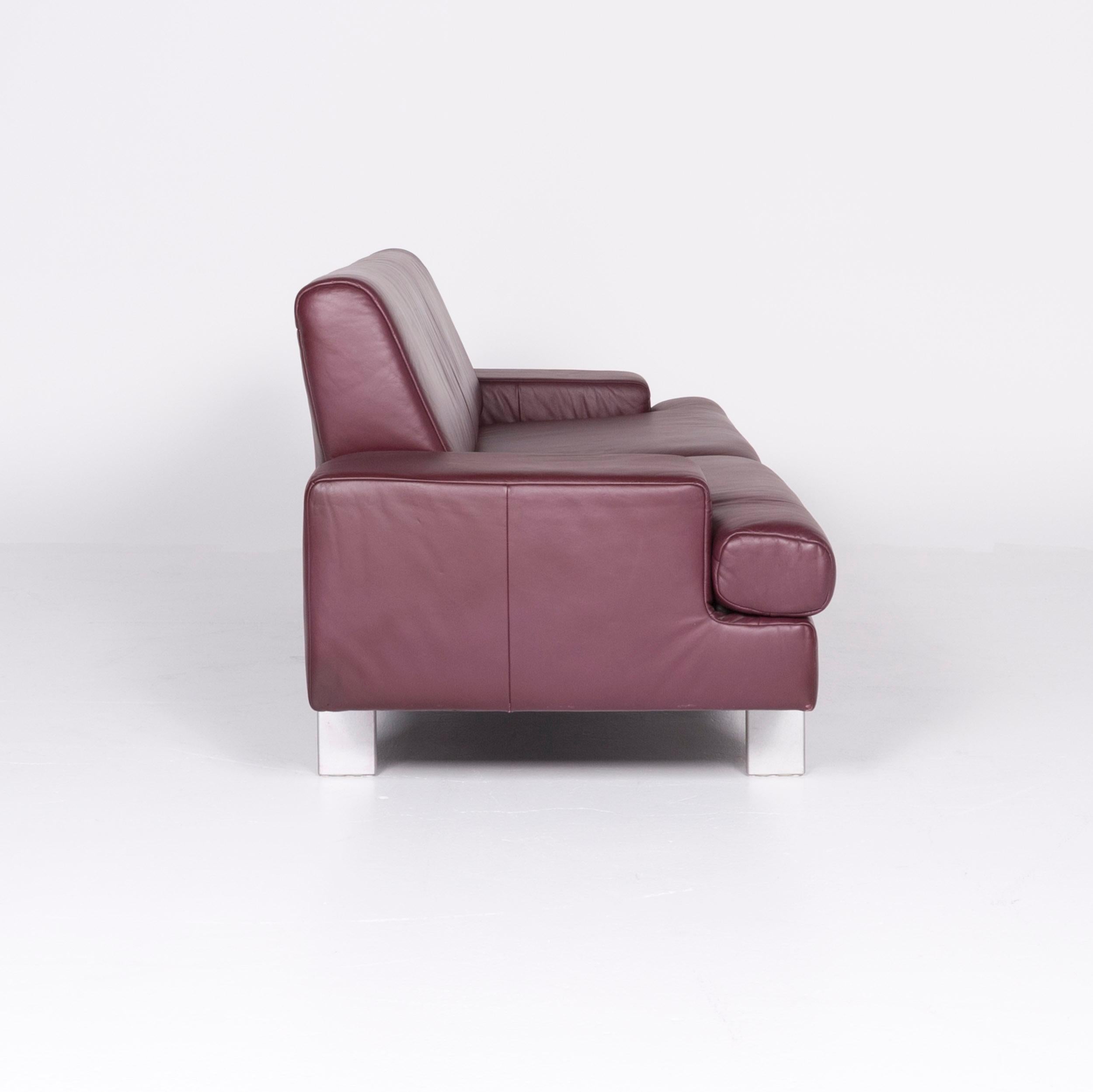 Rolf Benz AK 644 Designer-Leder-Sofa in Violett, Dreisitzer-Kommode aus echtem Leder (Deutsch)