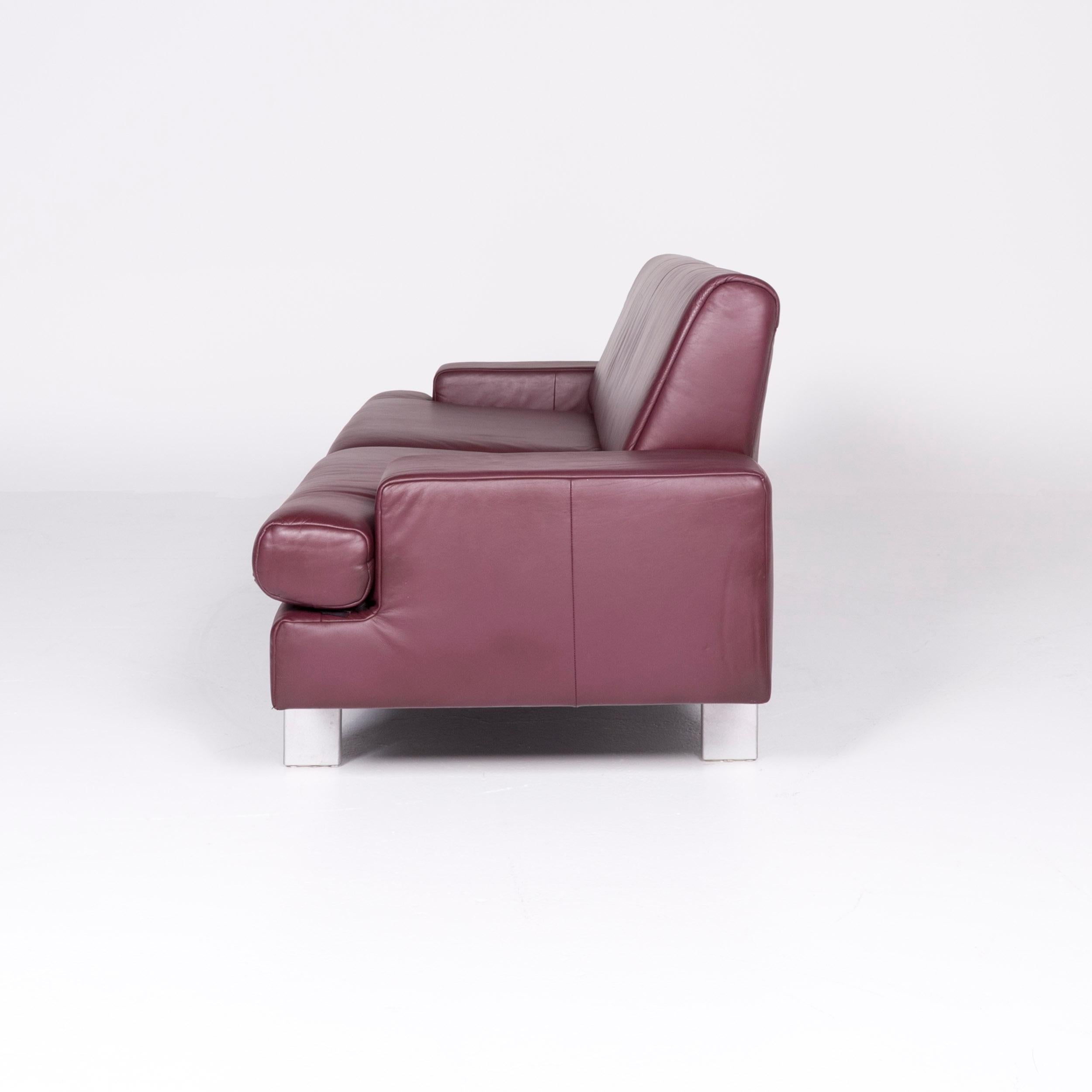 Rolf Benz AK 644 Designer-Leder-Sofa in Violett, Dreisitzer-Kommode aus echtem Leder (21. Jahrhundert und zeitgenössisch)